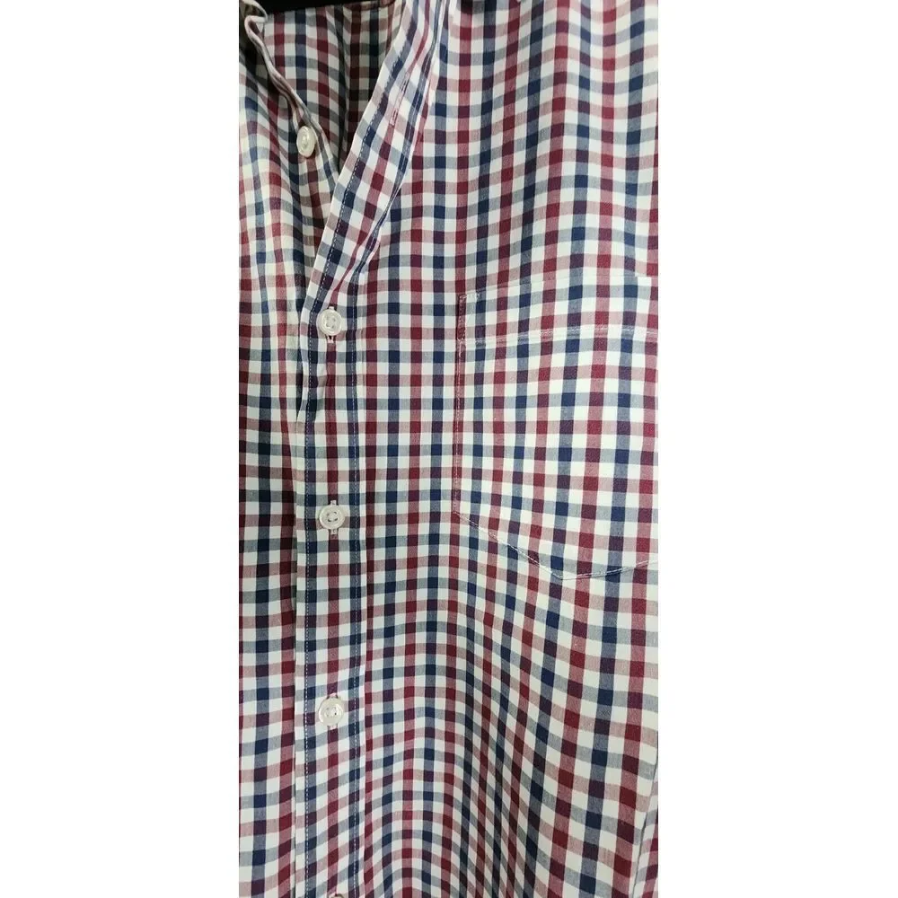 J Crew Size XL Slim Fit Long Sleeve Button Down Checked Red Blue Shirt Flex Wash